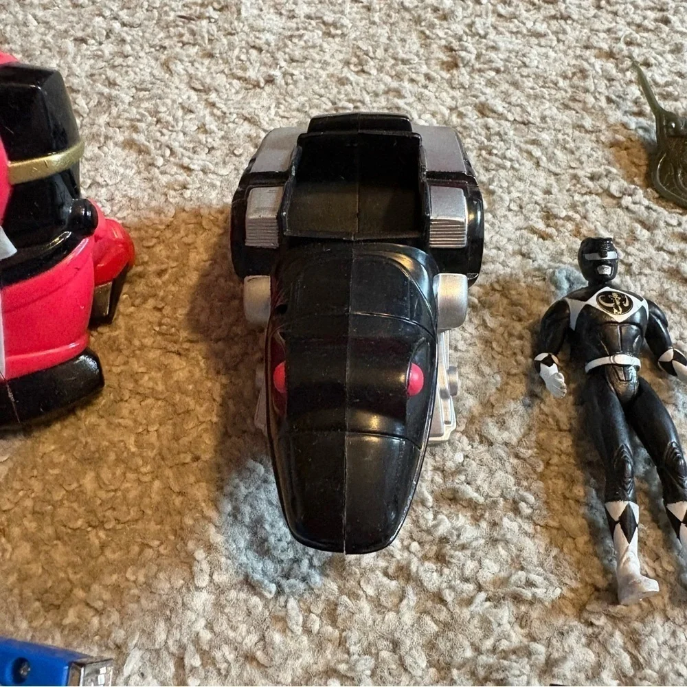 Vintage Power Ranger Action Figure Set Motorcycle Triceratops Battle Bike